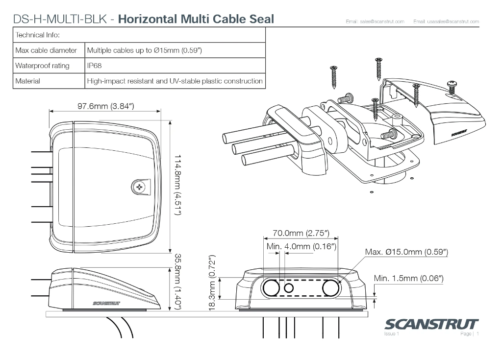 Scanstrut Horizontal Multi-Cable Seal