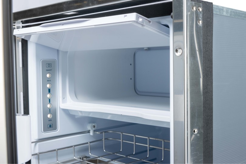 Isotherm Drawer 130 Stainless Steel Refrigerator with Freezer Compartment - AC/DC 12V, 4 - Sided Stainless Steel Flange