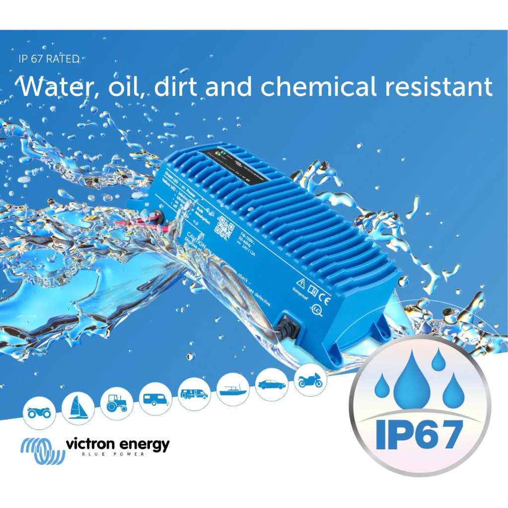Victron Energy Blue Smart IP67 Waterproof Charger 24V/12 120V NEMA 5-15 | BPC241247106