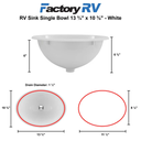 ToughGrade Single Bowl RV 13-3/4" Long x 10-3/8" Wide Bathroom Sink