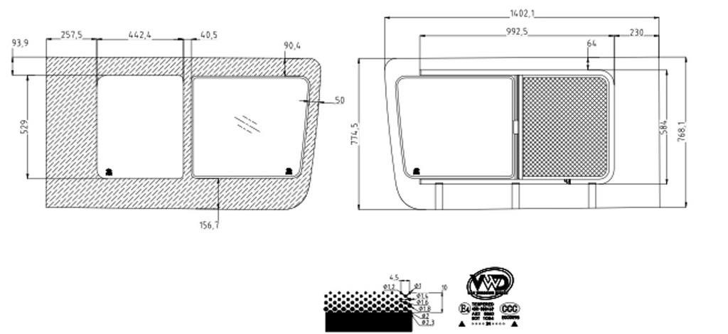 Sliding window rear opening - Passenger Side Sliding Door - MERCEDES SPRINTER
