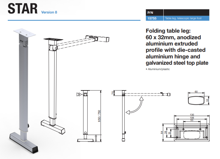 STAR TABLE LEG – VERSION 8 - LIPPERT 