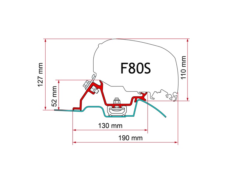 Fiamma F80S Awning - Roof Mount With Bracket Sold Separately - Royal Grey