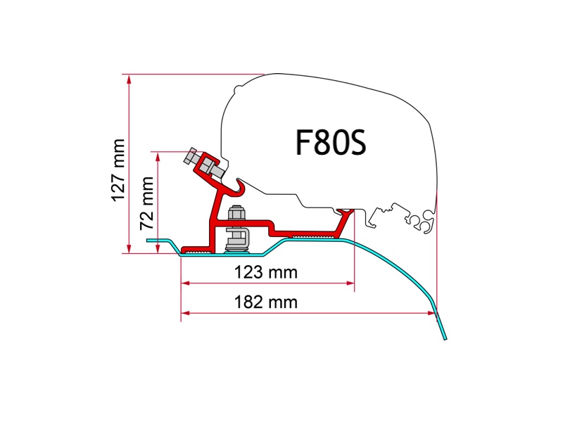 Fiamma F80S Awning - Roof Mount With Bracket Sold Separately - Royal Grey