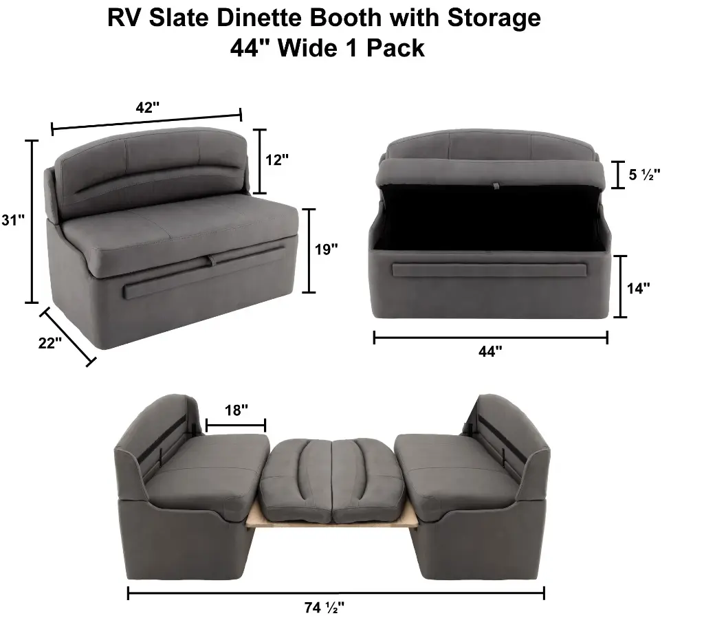 RV Dinette Booth with Table | 44" Slate