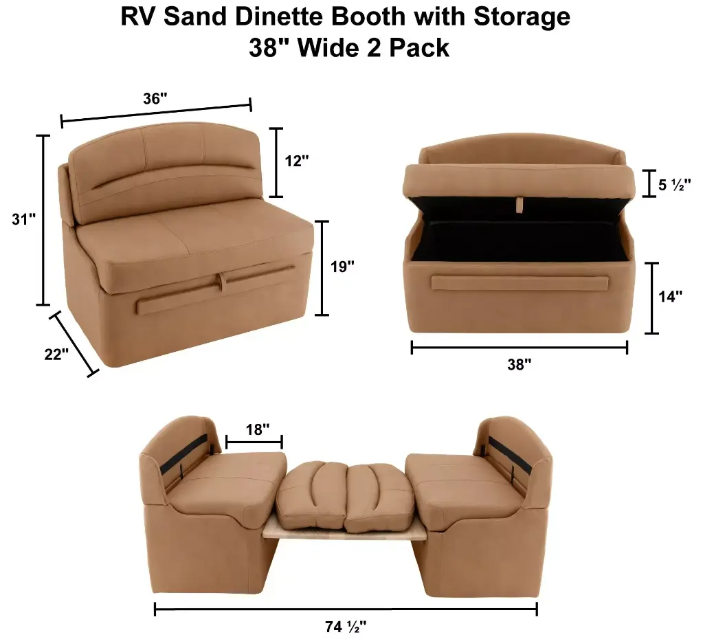 RV Dinette Booth with Table | 38" Sand