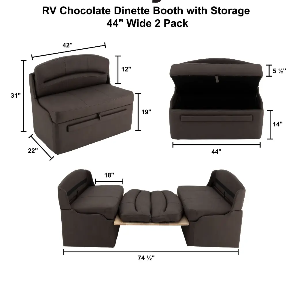 RV Dinette Booth with Table | 44" Chocolate