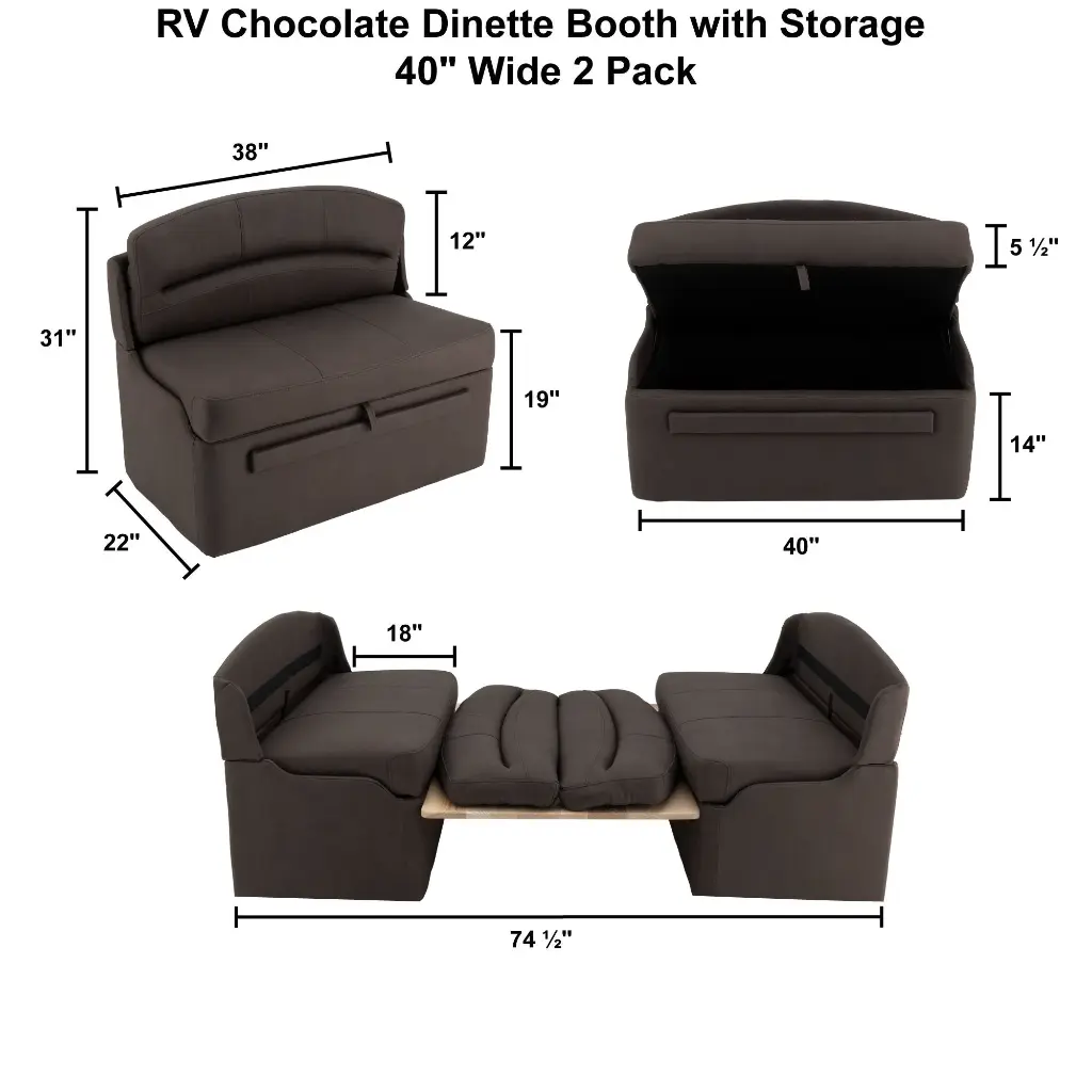 RV Dinette Booth with Table | 40" Chocolate