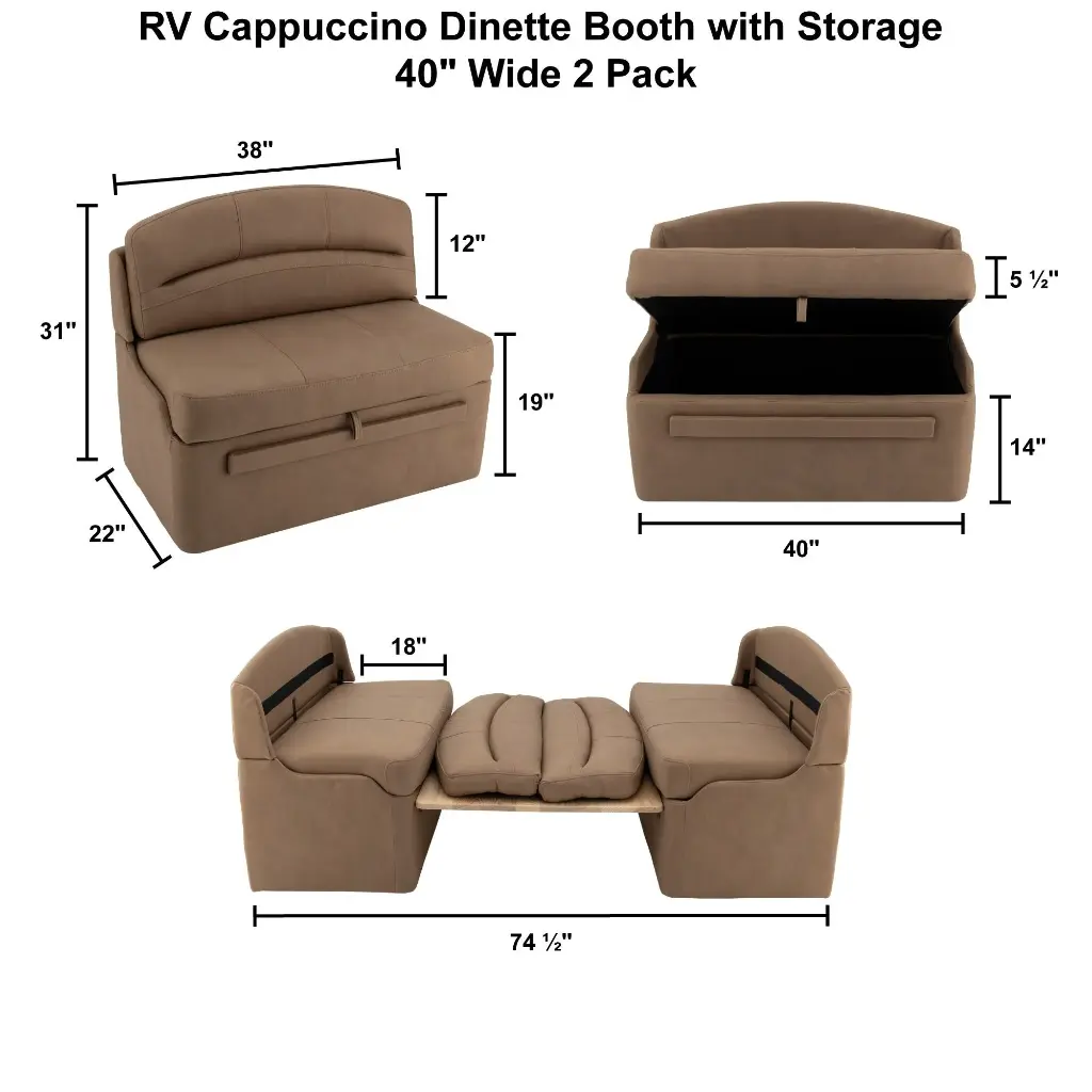 RV Dinette Booth with Table | 40" Cappuccino