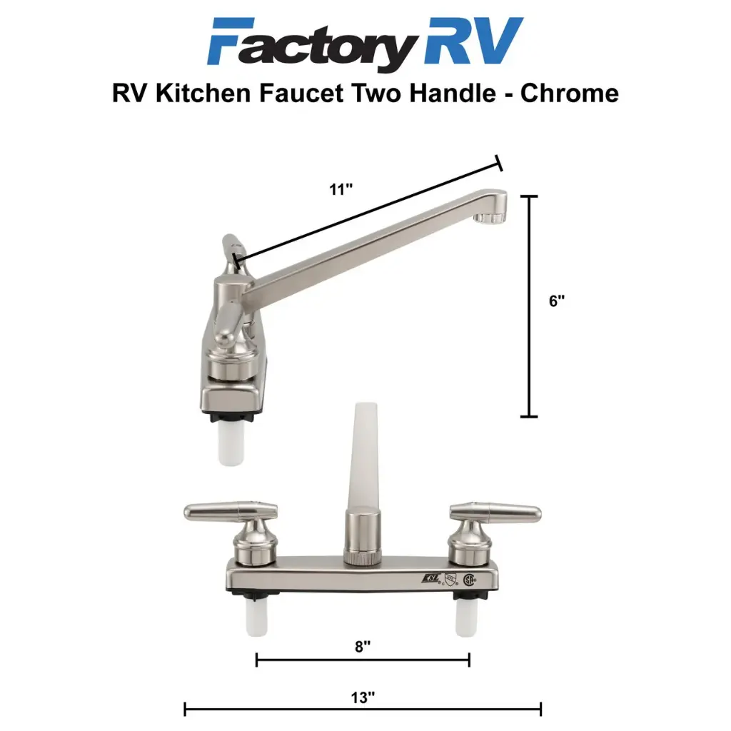 RV Kitchen Faucet | Two Handles | Chrome