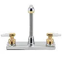 RV Kitchen High Rise Faucet | Chrome Finish | Polished Brass Handles