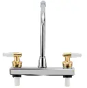 RV Kitchen High Rise Faucet | Chrome Finish | Polished Brass Handles