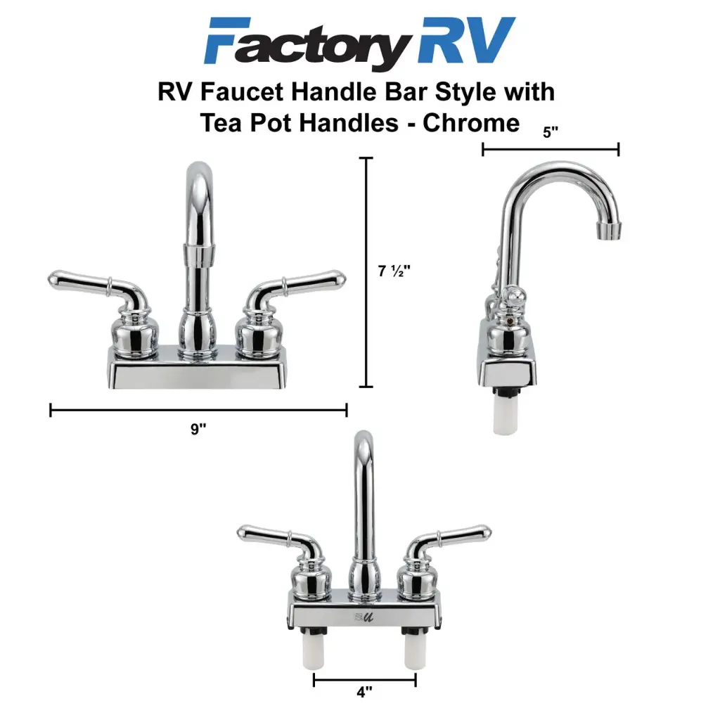 RV Faucet | Handle Bar Style with Tea Pot Handles | Chrome