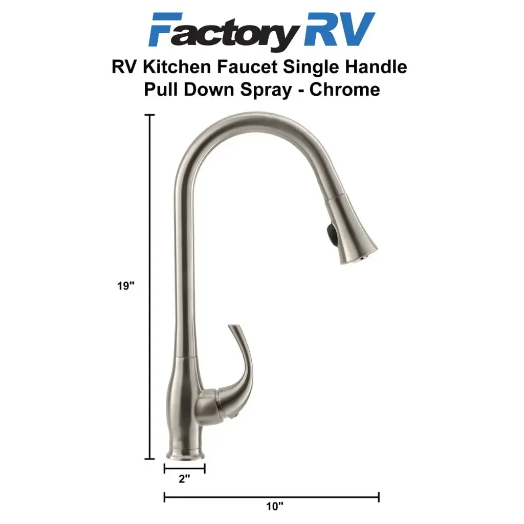 RV Kitchen Faucet Single Handle Pull Down Spray | Chrome