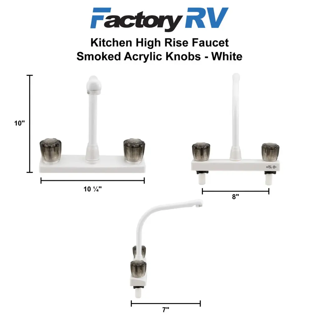 RV Kitchen High Rise Faucet | Smoked Acrylic Knobs