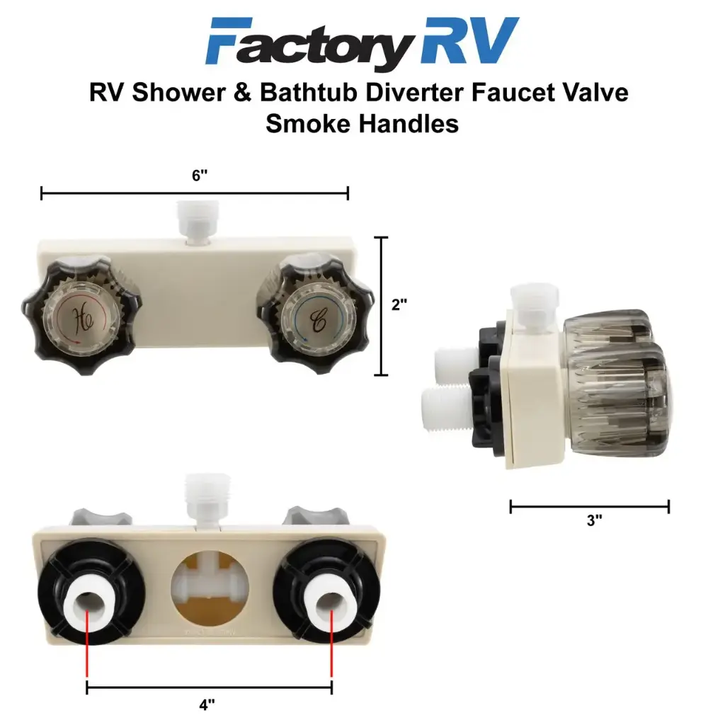 RV Shower & Bathtub Diverter Valve | Smoke Handles
