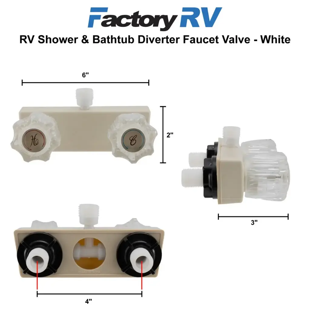 RV Shower & Bathtub Diverter Valve | White