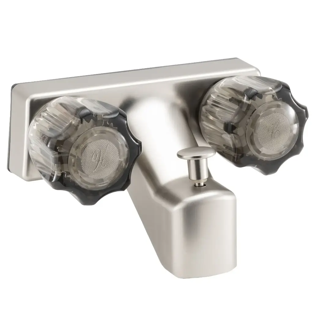 RV Shower Faucet & Bathtub Diverter | Brushed Nickel with Smoked Handles
