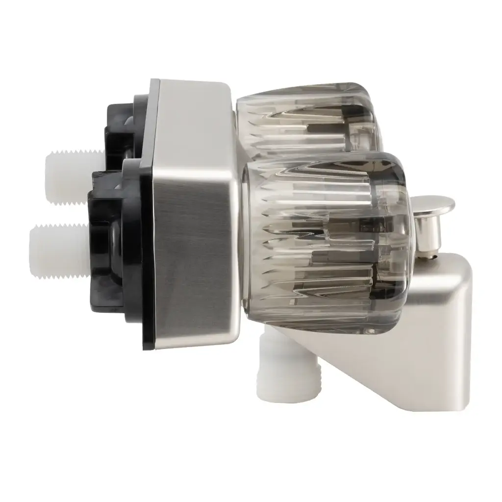 RV Shower Faucet & Bathtub Diverter | Brushed Nickel with Smoked Handles