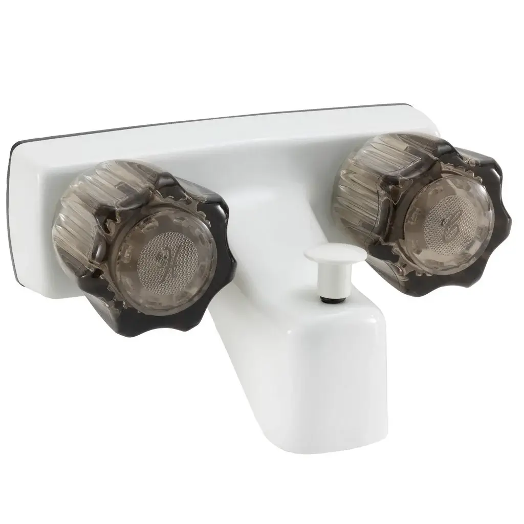 RV Shower Faucet & Bathtub Diverter | White with Smoked Handles