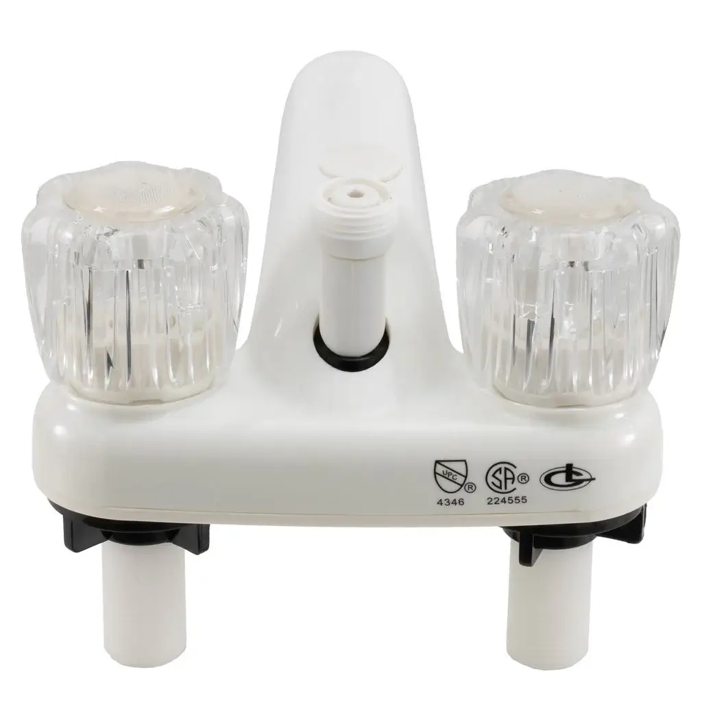 RV Shower Faucet & Bathtub Diverter | White with Clear Handles