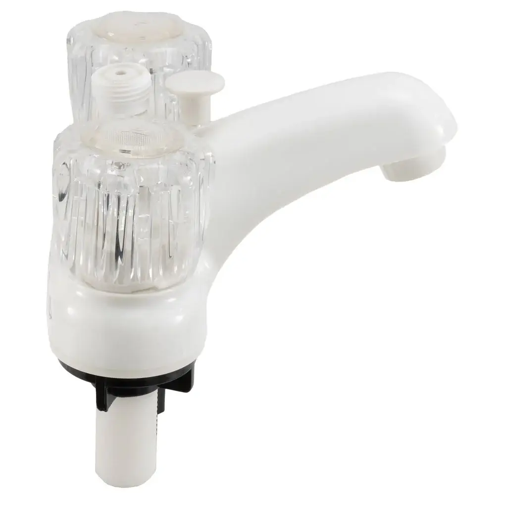 RV Shower Faucet & Bathtub Diverter | White with Clear Handles