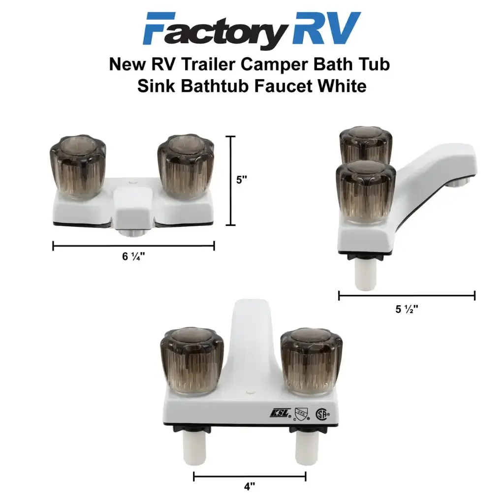 RV Bathroom Faucet | White with Smoked Handles