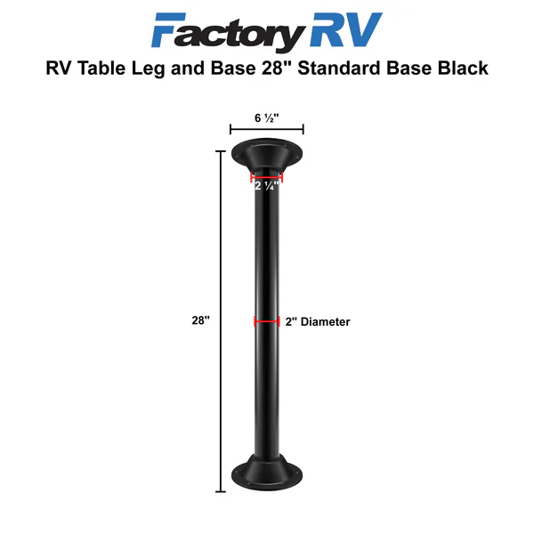 RV Table Leg and Base 28" & 30" | Black or Silver
