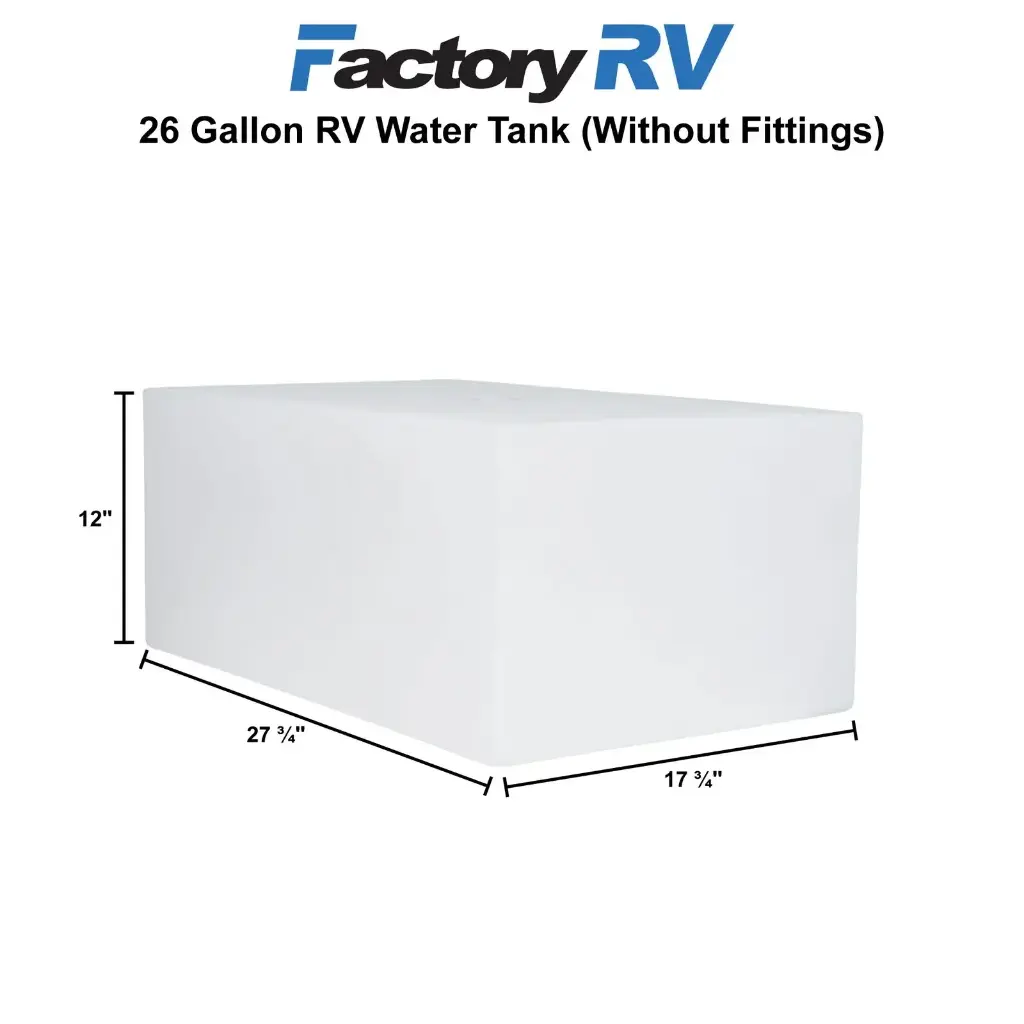 RV Fresh Water Tank 26 Gallon | 27 ¾" x 17 ¾" x 12" | Elkhart Plastics EPI 0129W (without fittings)