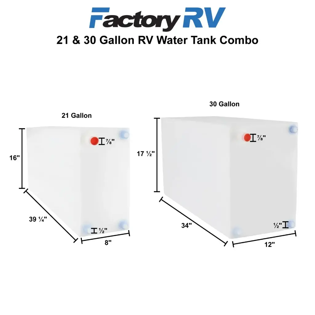 RV Fresh Water Tank Combo 21 & 30 Gallon | NSF Certified and BPA Free