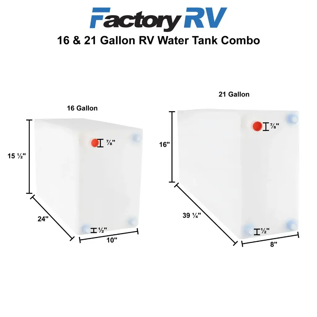 RV Fresh Water Tank Combo 16 & 21 Gallon | NSF Certified and BPA Free