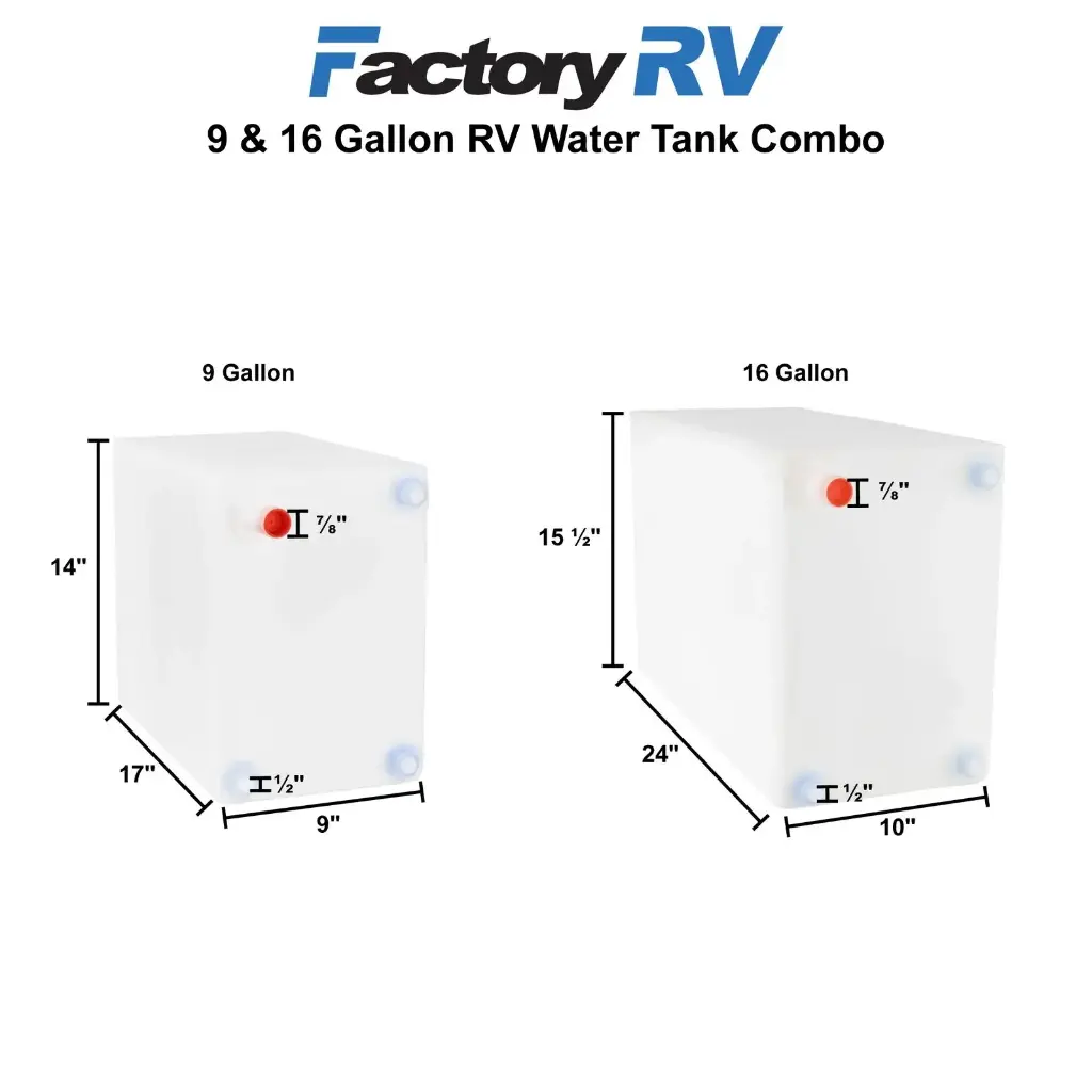 RV Fresh Water Tank Combo 9 & 16 Gallon | NSF Certified and BPA Free