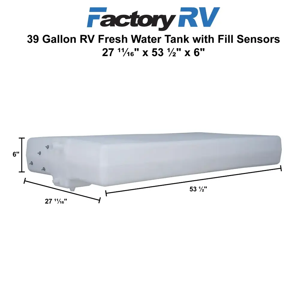 RV Fresh Water Tank 39 Gallon | 27 ¾ " x 53 ½" x 6" | With Fill Sensors
