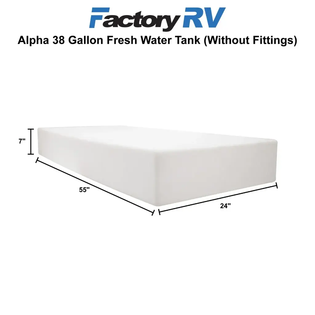 RV Fresh Water Tank 38 Gallon | 55" x 24" x 7" | Alpha VR24557W (without fittings)