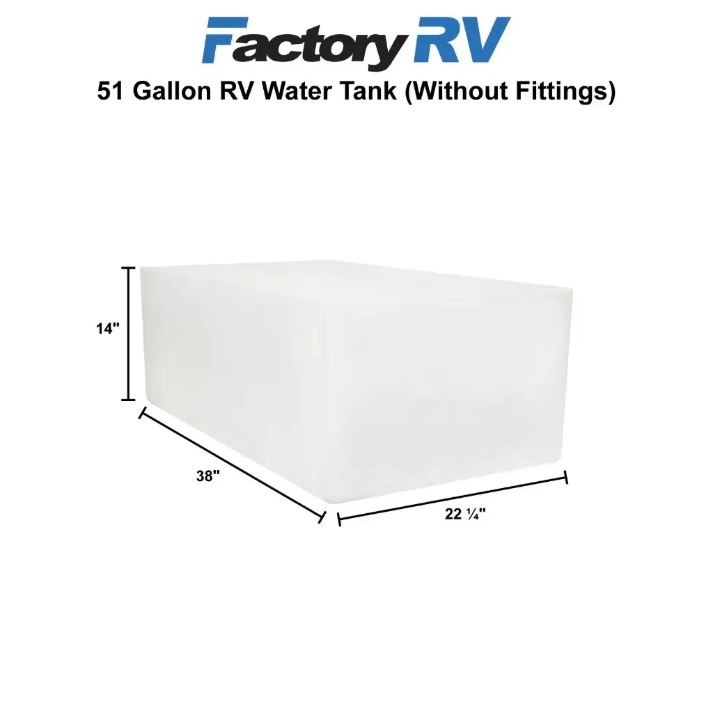 RV Fresh Water Tank 51 Gallon | 22 ¼" x 38" x 14" | Elkhart Plastics EPI 0145 (without fittings)