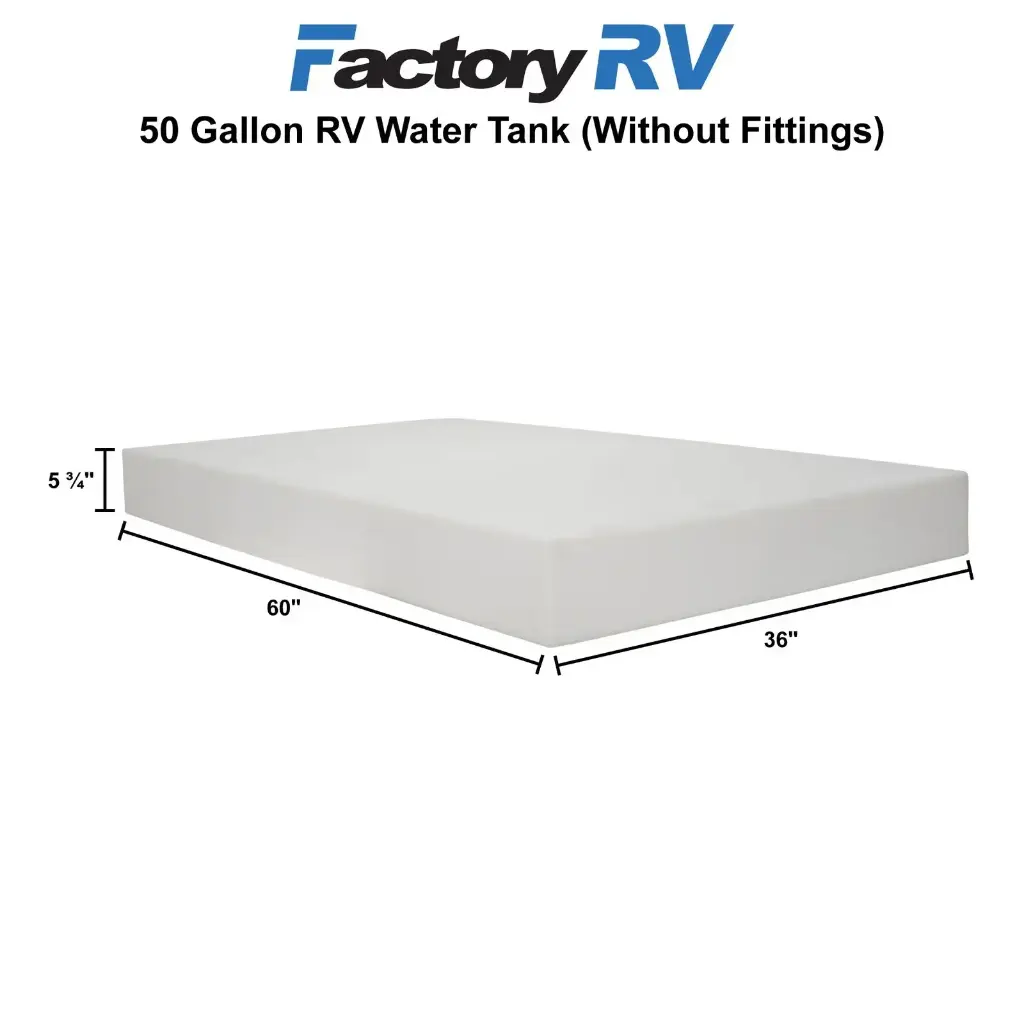 RV Fresh Water Tank 50 Gallon | 60" x 36" x 5 ¾" | Elkhart Plastics EPI 04893 (without fittings)