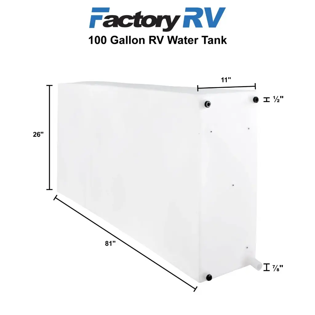 RV Fresh Water Tank 100 Gallon | 11" x 81" x 26" | NSF Certified and BPA Free