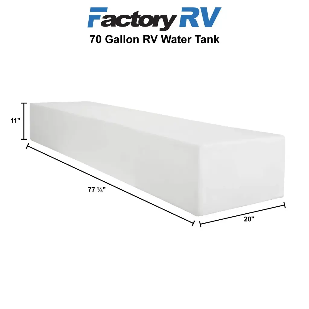 RV Fresh Water Tank 70 Gallon | 77 ⅝" x 20" x 11" | Elkhart Plastics EPI 4364