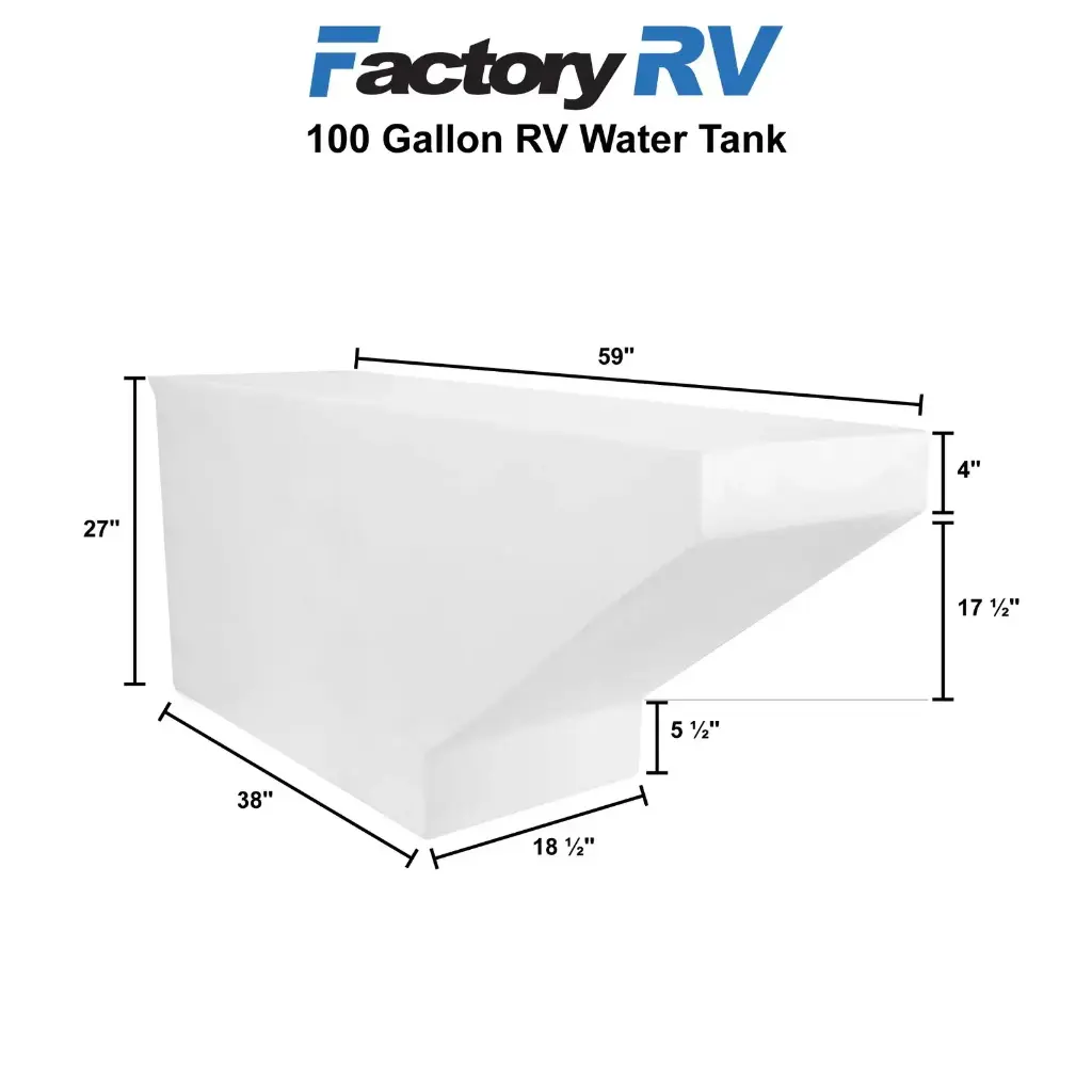 RV Fresh Water Tank 100 Gallon | 59" x 27" x 18 ½" | Elkhart Plastics EPI 0207W