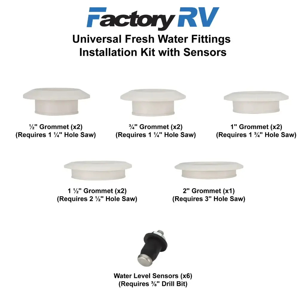 RV Fresh Water Fittings Installation Kit | Universal | With Sensors