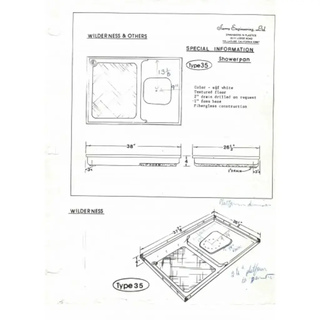 #649 Jamboree RV fiberglass shower pan