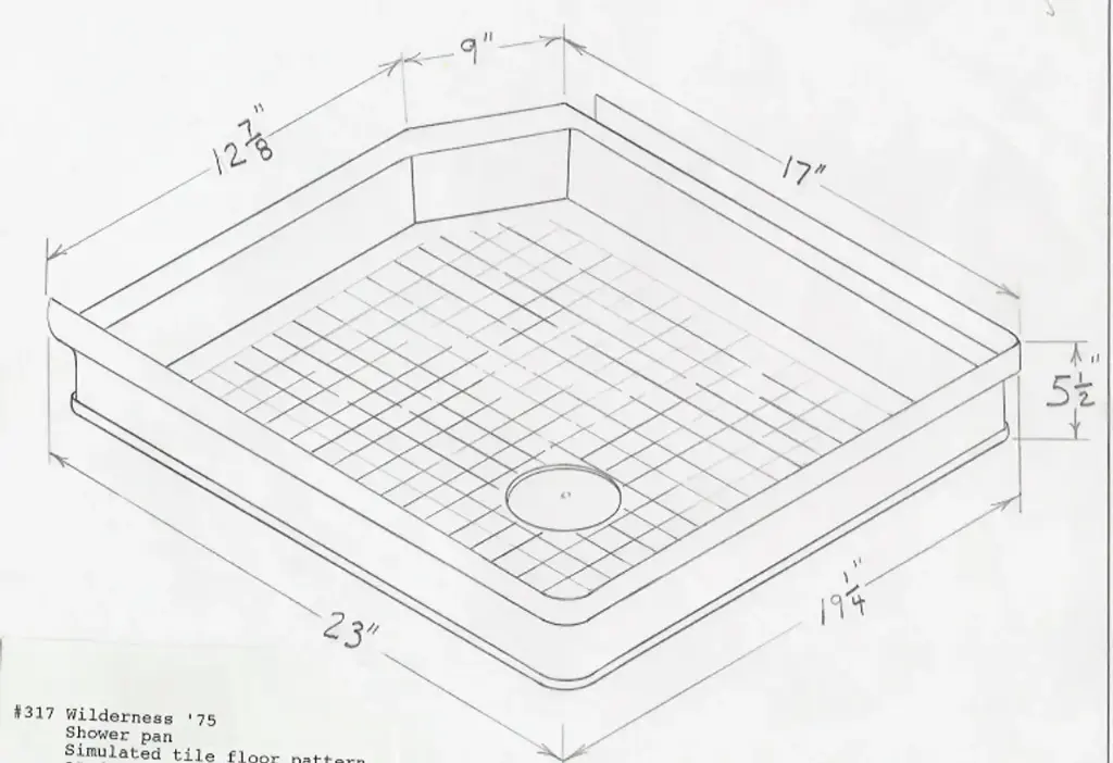 #317 Wilderness RV eccentric shape fiberglass shower pan