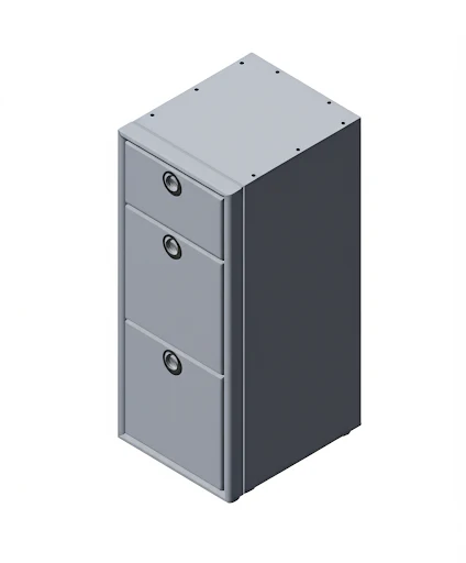 15" Three Drawer Base Cabinet: 15" Length x 18" Deep x 36" Height