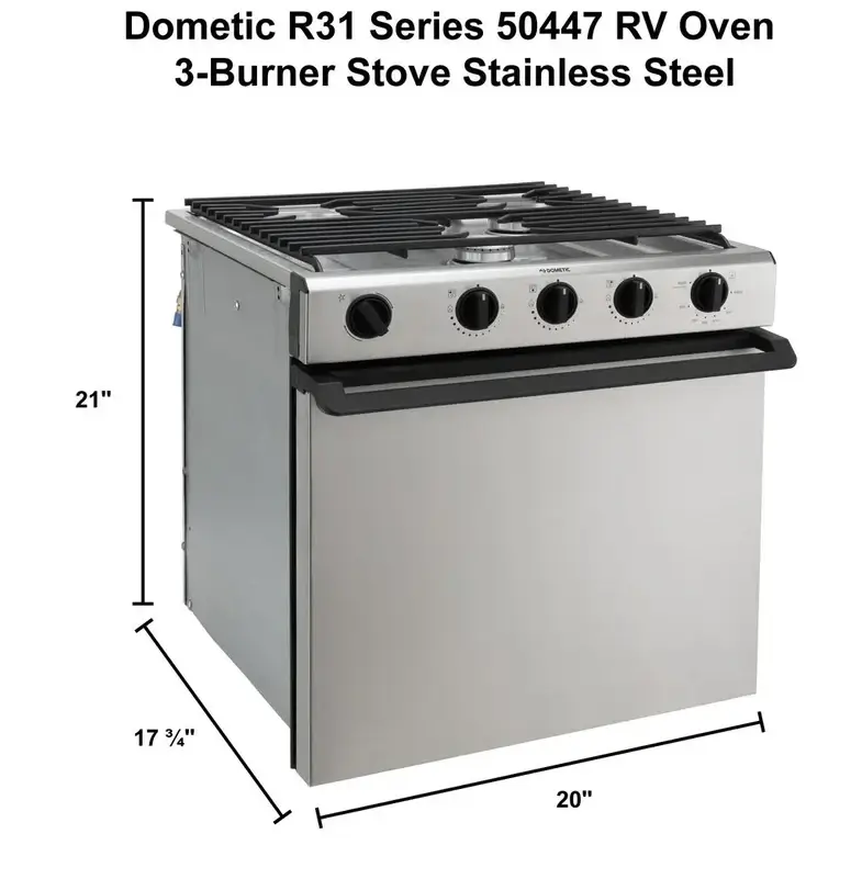 Dometic RV Oven 3-Burner Stove with Range | 21" Tall | Stainless Steel