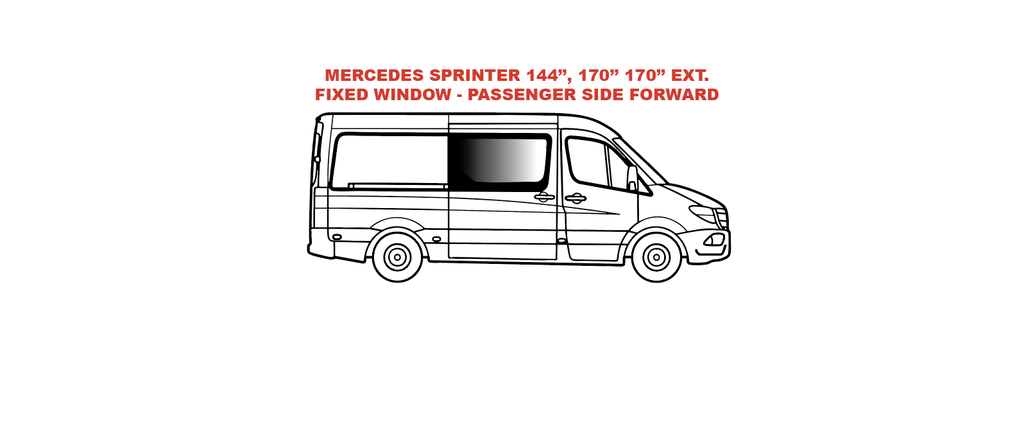 VWD Mercedes Sprinter Van Window 2007+ Passenger Side Sliding Door - DTSPCR004-T068401