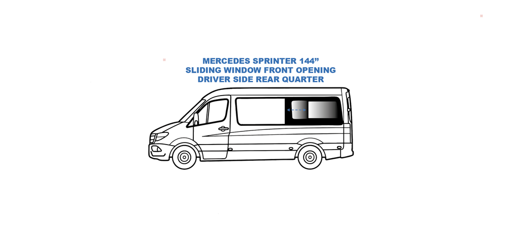 VWD Mercedes Sprinter Van Slider Window 2007+ Driver Side Rear Quarter 144"WB - SL104-SL