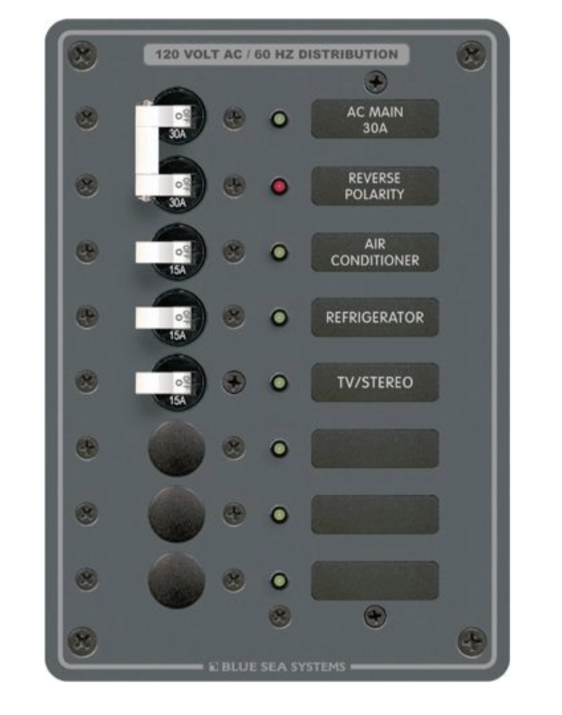 120V PANEL AC 6 CIRCUIT + MAIN - BLUE SEA