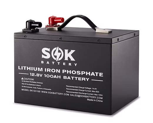 SOK – 12V 100Ah Lithium Battery, Bluetooth, Self-Heating with Metal Case