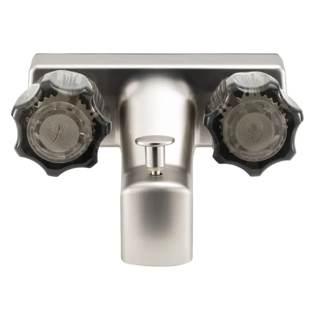 RV Shower Faucet & Bathtub Diverter | Brushed Nickel with Smoked Handles