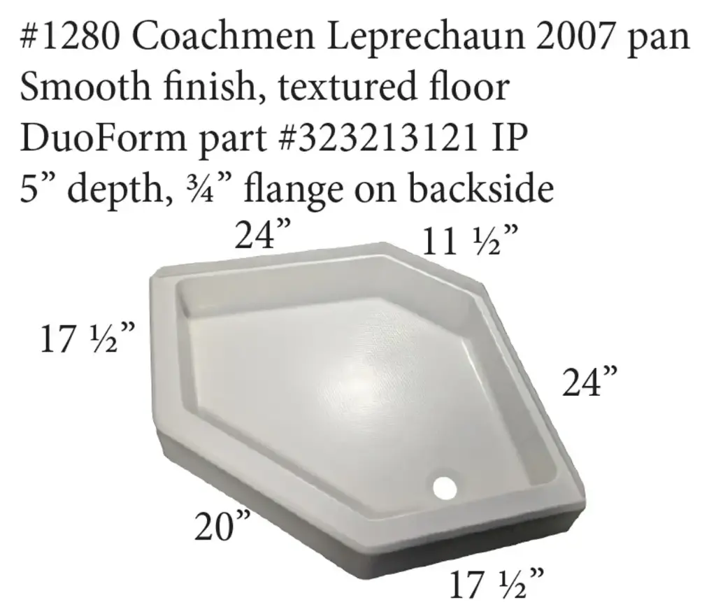 #1280 Coachmen RV fiberglass shower pan